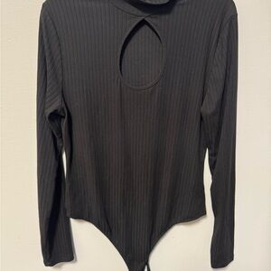 Black Ribbed Long Sleeve Top
